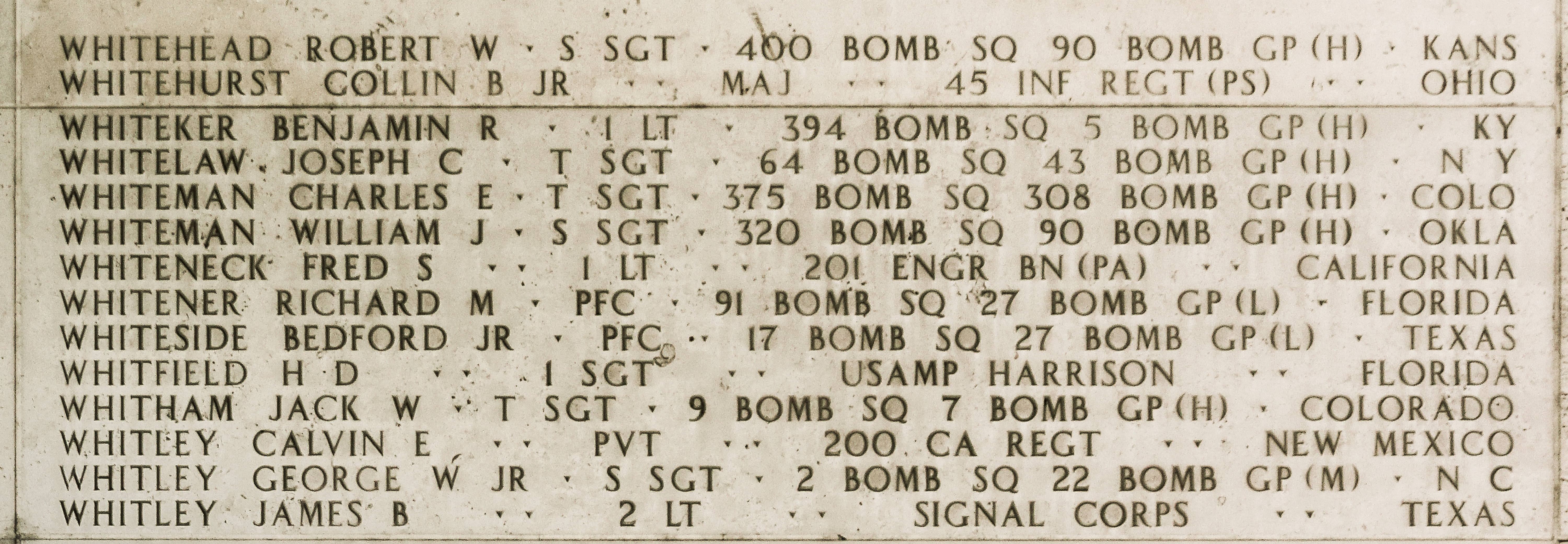 Charles E. Whiteman, Technical Sergeant